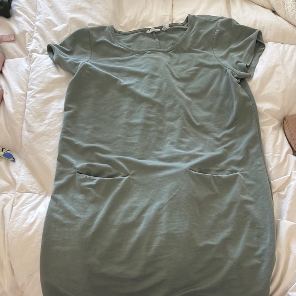 Sigrid Olsen Sage Green Short Sleeve Dress